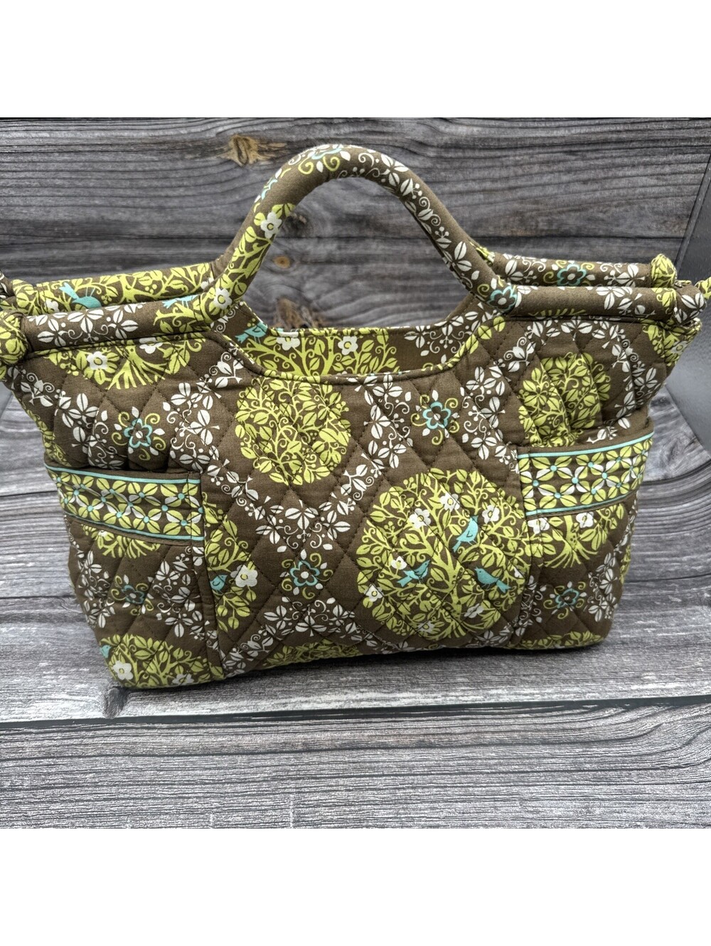 VERA BRADLEY Sittin' In A Tree Pattern  Rolled Handle Purse Water Bottle Slot